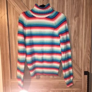 GAP Colorful Striped Turtleneck Sweater